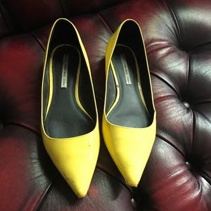& Other Stories patent yellow pointed flats size 9